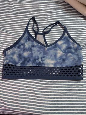 PINK Victoria's Secret Navy Blue Tie-Dye Mesh Band Sports Bralette